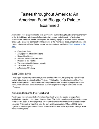 Food Blogger's  in the USA