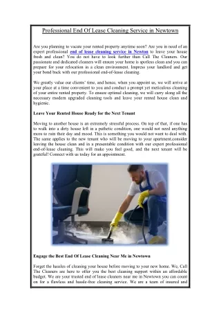 Professional End Of Lease Cleaning Service in Newtown