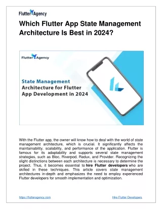 Flutter App State Management Architecture in 2024: A Comprehensive Guide