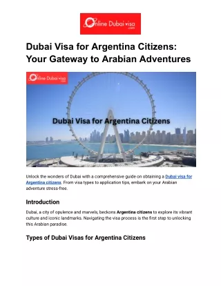 Dubai Visa for Argentina Citizens_ Your Gateway to Arabian Adventures