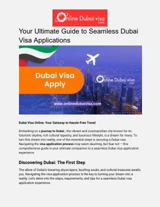 Your Ultimate Guide to Seamless Dubai Visa Applications