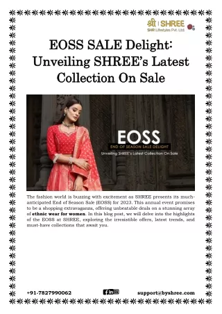 EOSS SALE Delight: Unveiling SHREE’s Latest Collection On Sale