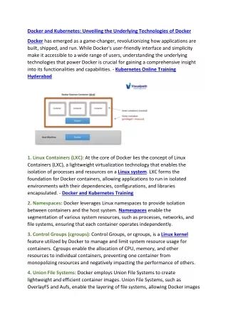 Docker and Kubernetes Online Training | Visualpath