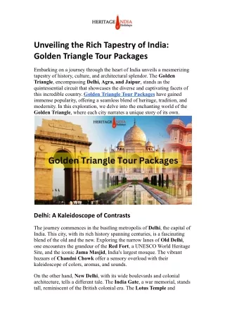 Golden Triangle Tour Packages