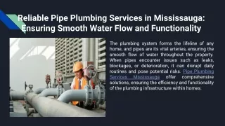 Pipe Plumbing Services in Mississauga