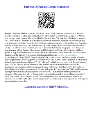 Female Genital Mutilation Essay