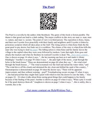 The Pearl John Steinbeck Essay