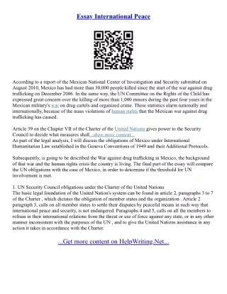 Essay On World Peace