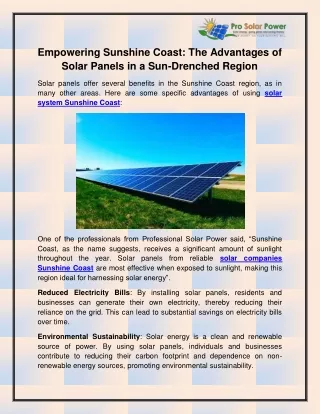 Solar systems sunshine coast