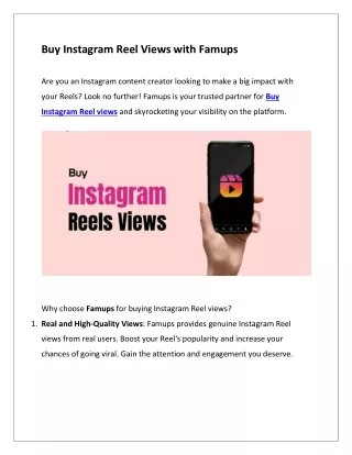 Buy Instagram Reel Views with Famups