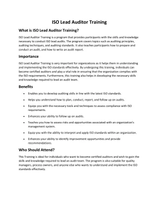 ISO Lead Auditor Training-Article modified