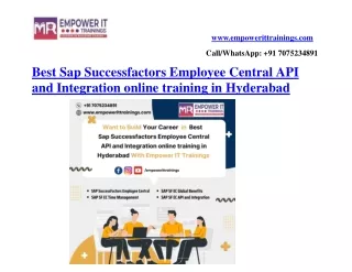 Best Sap Successfactors Employee Central API  and Integration online training in Hyderabad