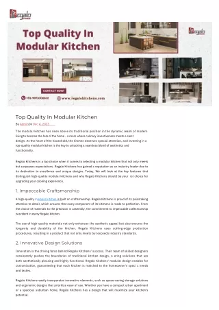 Top Best Quality In Modular Kitchen