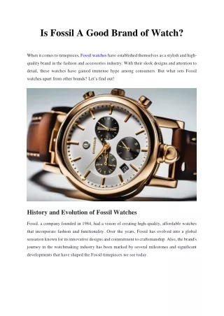 Is Fossil A Good Brand of Watch