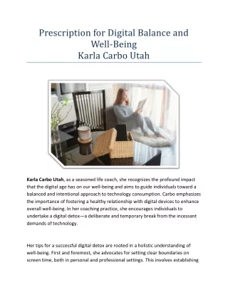 Karla Carbo Utah's Prescription for Digital Balance and Well-Being