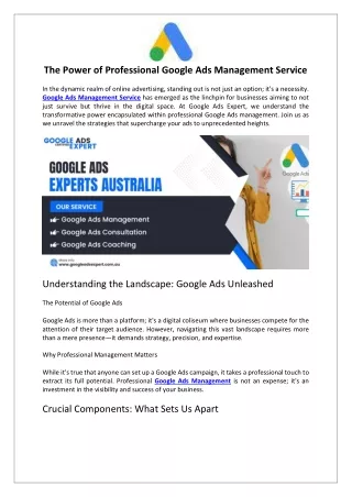 The Power of Professional Google Ads Management Service