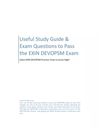 Useful Study Guide & Exam Questions to Pass the EXIN DEVOPSM Exam