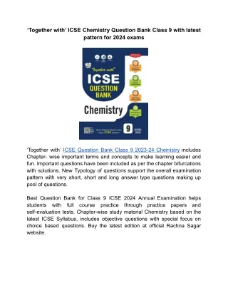 ‘Together with’ ICSE Question Bank Class 9 2023-24 Chemistry with Solutions/Answ