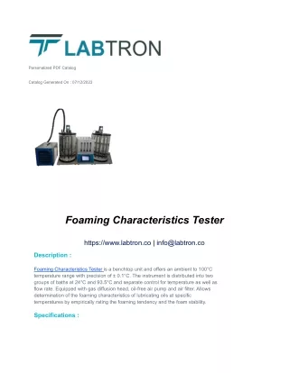 Foaming Characteristics Tester