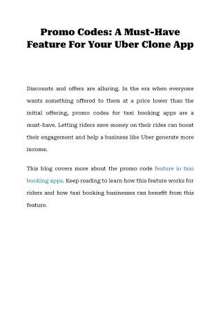 Promo Codes_ A Must-Have Feature For Your Uber Clone App