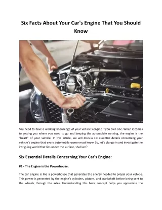 Six Facts About Your Car's Engine That You Should Know - Leicester Motor Spares