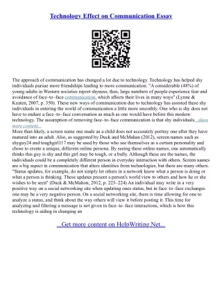 Communication And Technology Essay