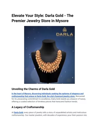 Elevate Your Style_ Darla Gold - The Premier Jewelry Store in Mysore