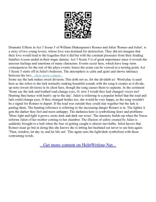 Act 3 Scene 5 Romeo And Juliet Essay