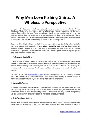 Why Men Love Fishing Shirts  A Wholesale Perspective