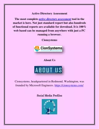 Active Directory Assessment, cionsystems