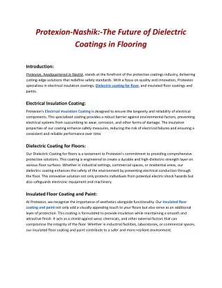 Protexion-Nashik:-The Future of Dielectric Coatings in Flooring