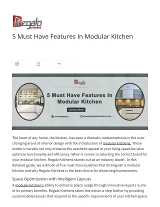 5 Must Have Features In Modular Kitchen