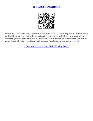 Jay Gatsby Character Analysis Essay