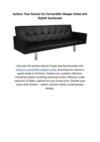 Azilure_ Your Source for Convertible Sleeper Sofas and Stylish Sectionals