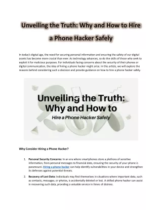 Unveiling the Truth Why and How to Hire a Phone Hacker Safely