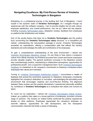 Navigating Excellence_ My First-Person Review of Vmoksha Technologies in Bangalore