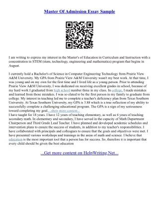 Example College Admission Essay