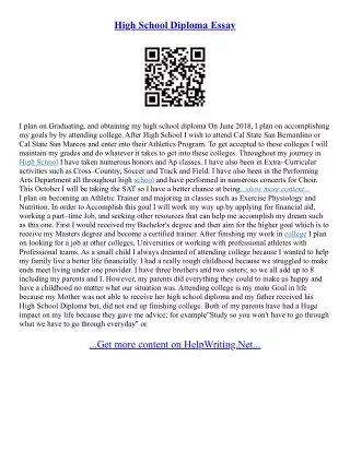 High School Admission Essay Samples