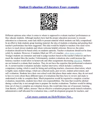 Evaluation Essays Samples