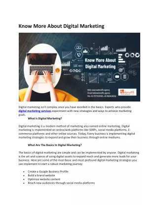 Know More About Digital Marketing