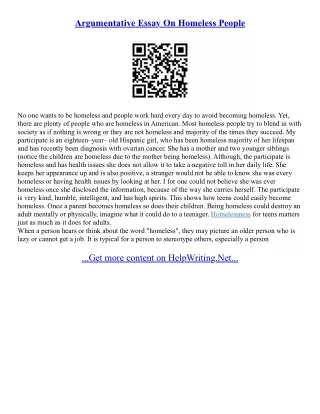 Essay On Homeless People