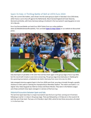 Spain Vs Italy A Thrilling Battle of Skill at UEFA Euro 2024