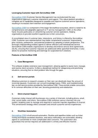 Leveraging Customer Input with ServiceNow CSM