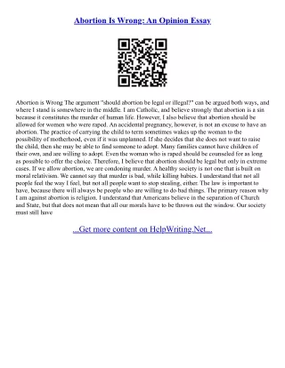 Abortion Opinion Essay