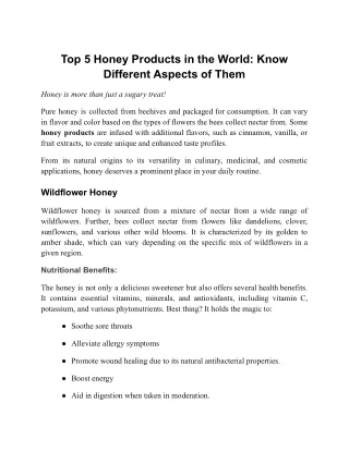 Top 5 Honey Products in the World_ Know Different Aspects of Them