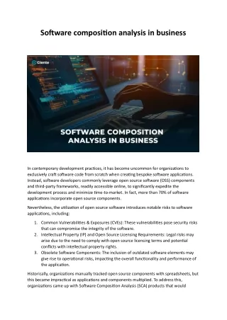 Software composition analysis in business
