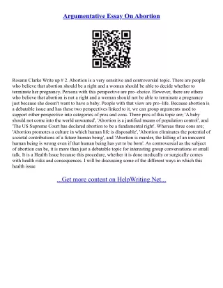 Argumentative Essay About Abortion