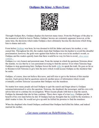 Oedipus The King Essay