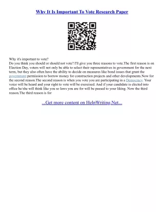 Essay On Importance Of Vote