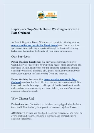 Experience Top-Notch House Washing Services In Port Orchard